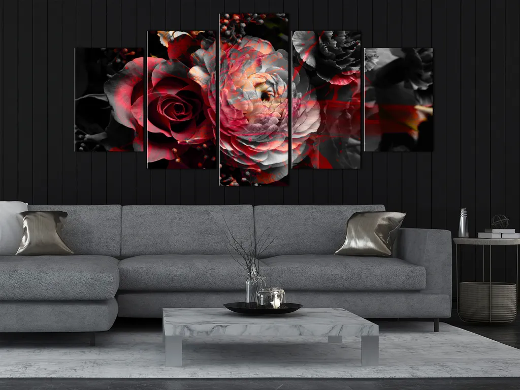 Tableau fleurs pivoines roses en verre acrylique incassable et brillant