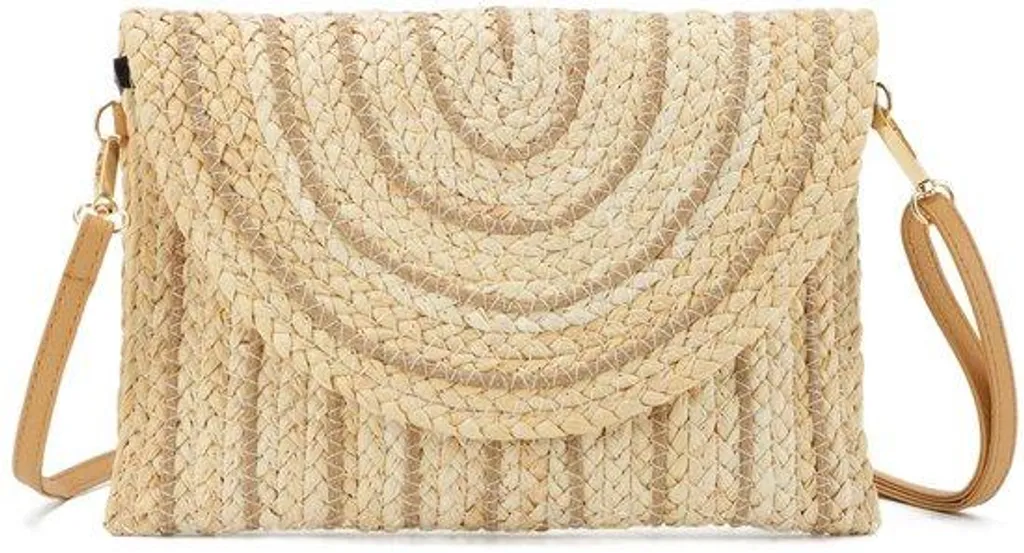 Pochette de plage en paille pour vacances et rangement accessoires
