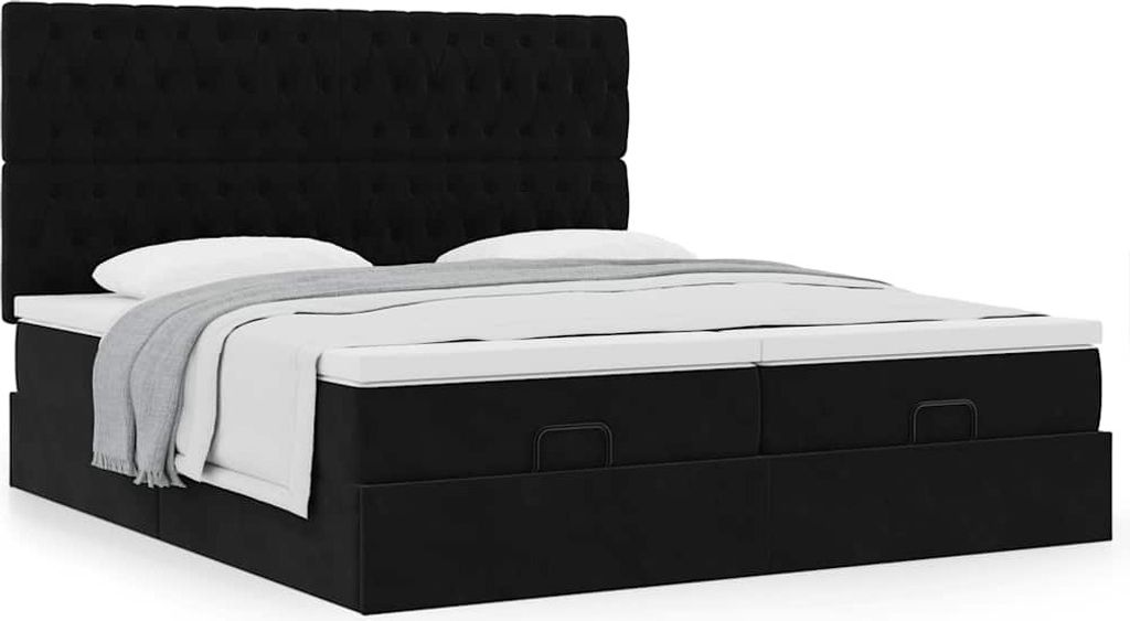 Maison Exclusive - Ottoman-Bett mit Matratzen Schwarz 180x200 cm Samt