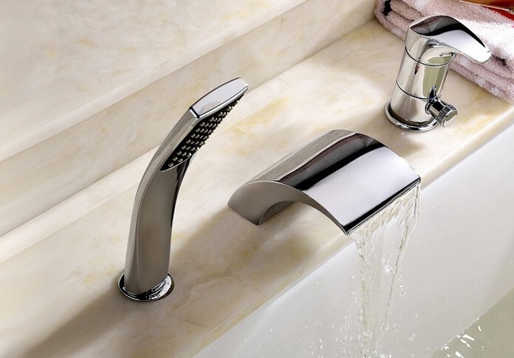 BADLAND Wannenrandarmatur 3-Loch Set in Chrom Riven