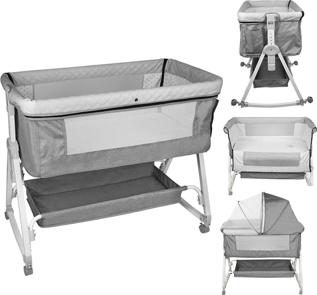 Babybett Beistellbett Schaukelfunktion,6-stufige Produktbild 