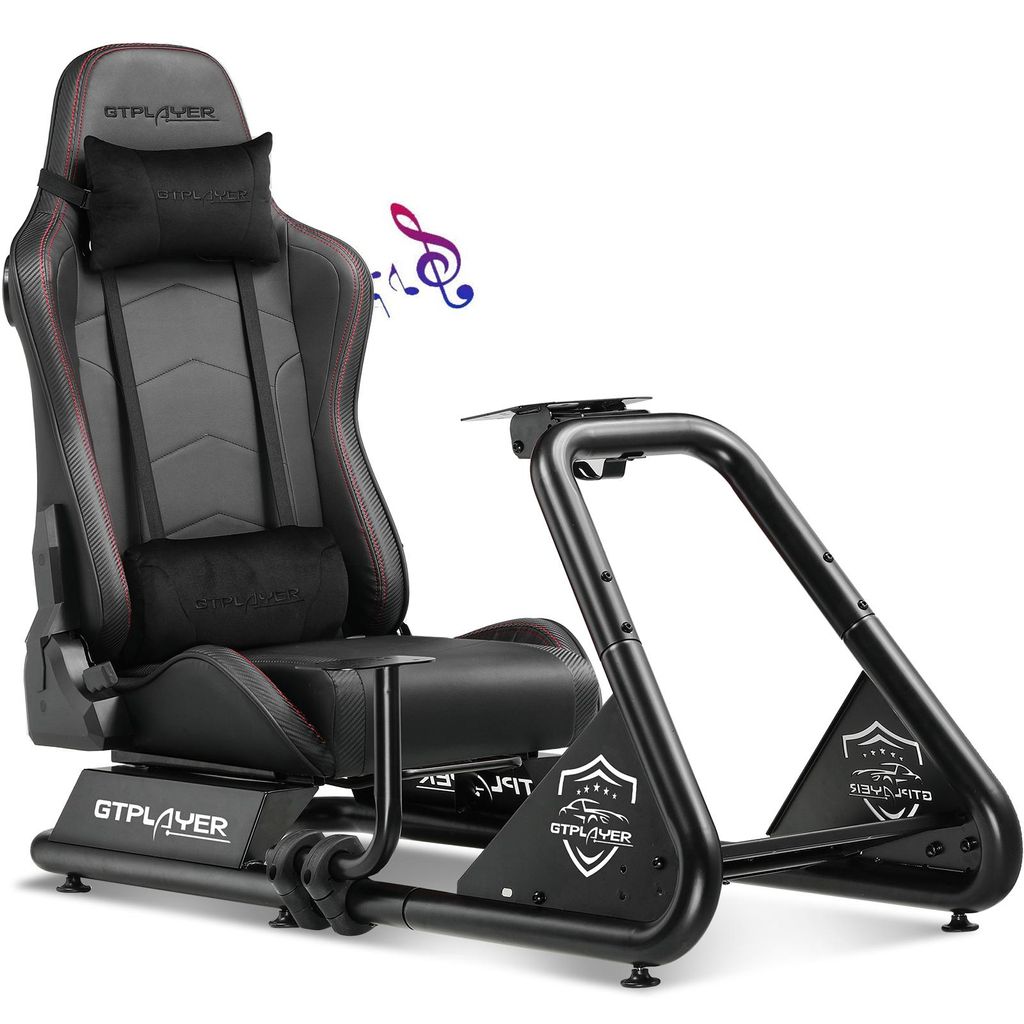 GTPLAYER Simulator Cockpit, SIM racing Cockpit, rennsimulator lenkradständer Gamingstuhl racing wheel stand mit Bluetooth-Lautsprecher und Pedalab...