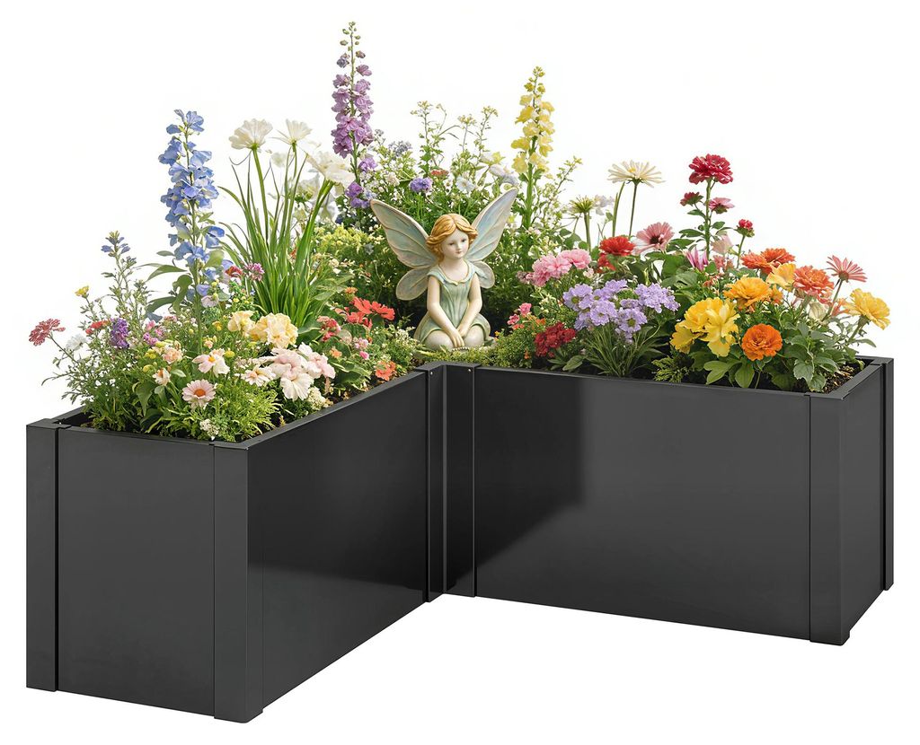 Outsunny Hochbeet L-förmig Blumenhochbeet Produktbild 