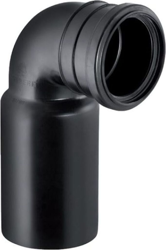 A black pipe fitting on a white background.