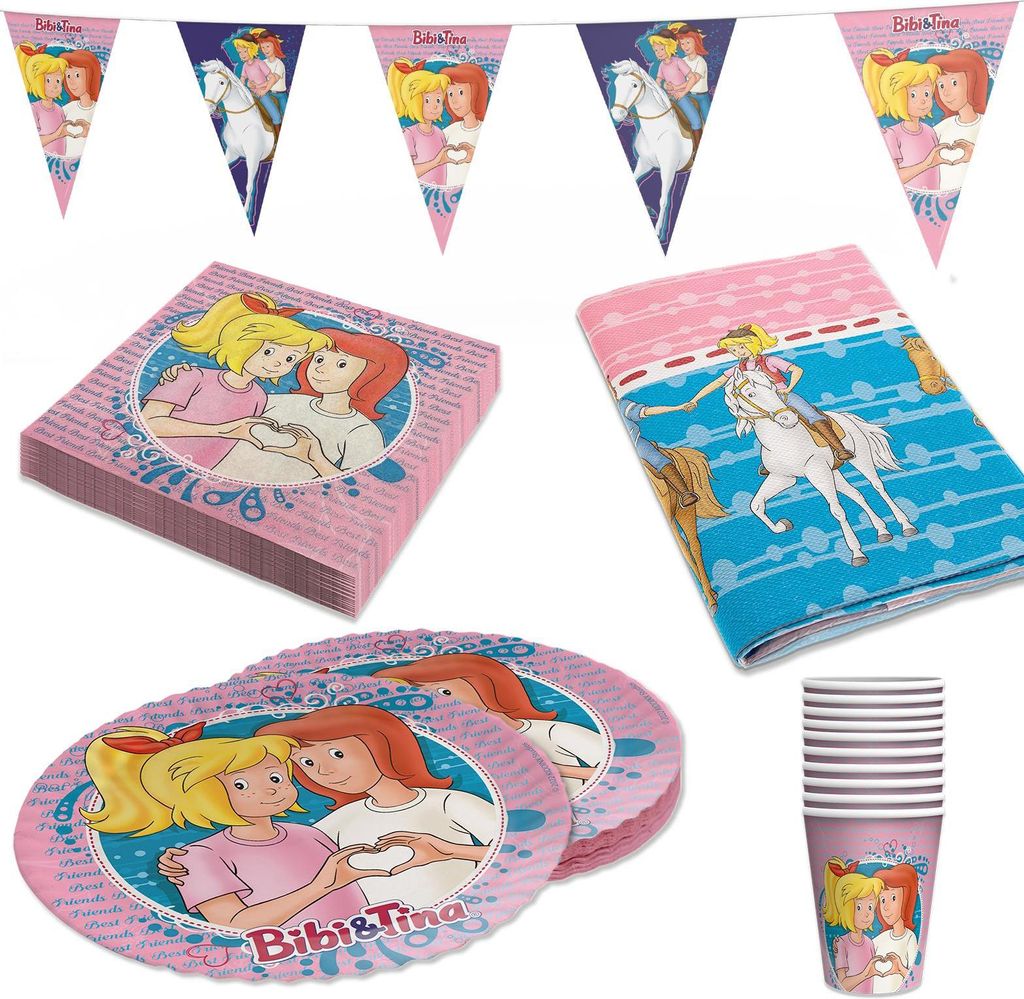 Bibi & Tina 74-tlg. Set - 16 Becher 16 Teller 40 Servietten Produktbild 