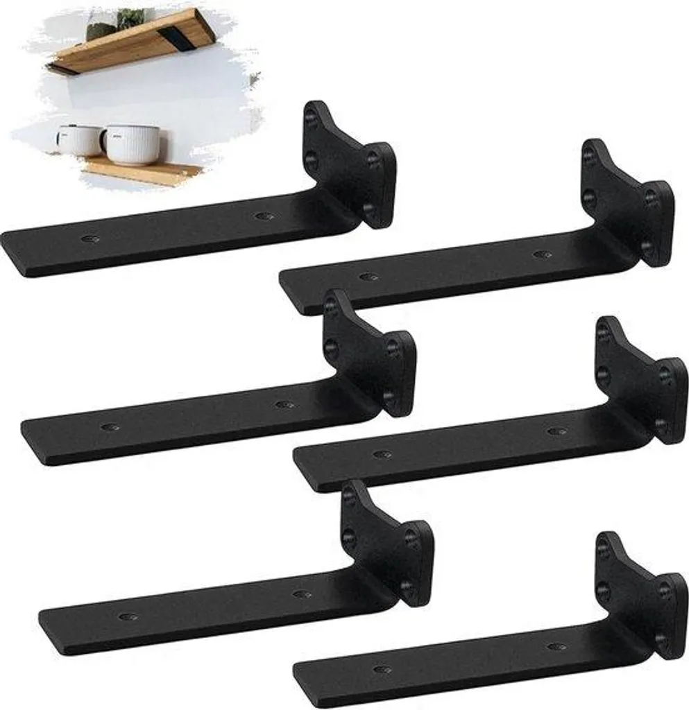 Supports de planches 5 mm en acier renforcé noir pour étagère lourde