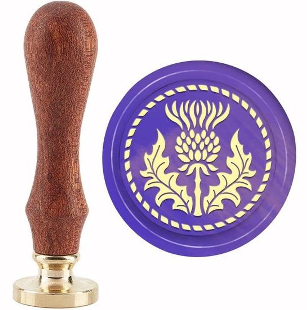 Wachsiegelstempel vintage mit abnehmbarem Messingkopf 30mm und Holzgriff für Hochzeitsladungen und Briefumschläge