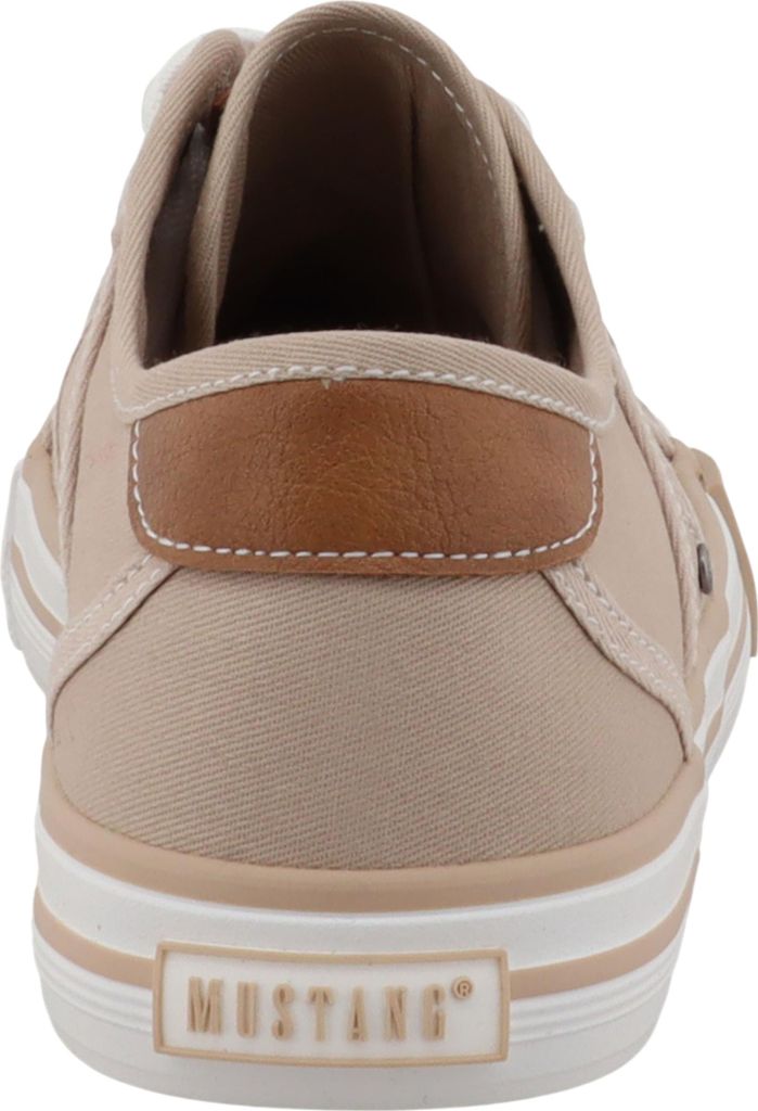 Mustang Damen Sneaker Ziernähte Unifarben Schnürung 26M0242007, Größe:38 EU, Farbe:Beige