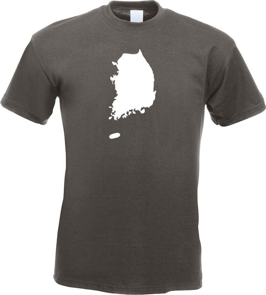 Kiwistar - T-Shirt - Graphit - Korea, Süd Umriss Kontur Herren Funshirt Bedruckt Design Sprüche Spruch Motive - mit Motiv Bedruckt - Funshirt Des...