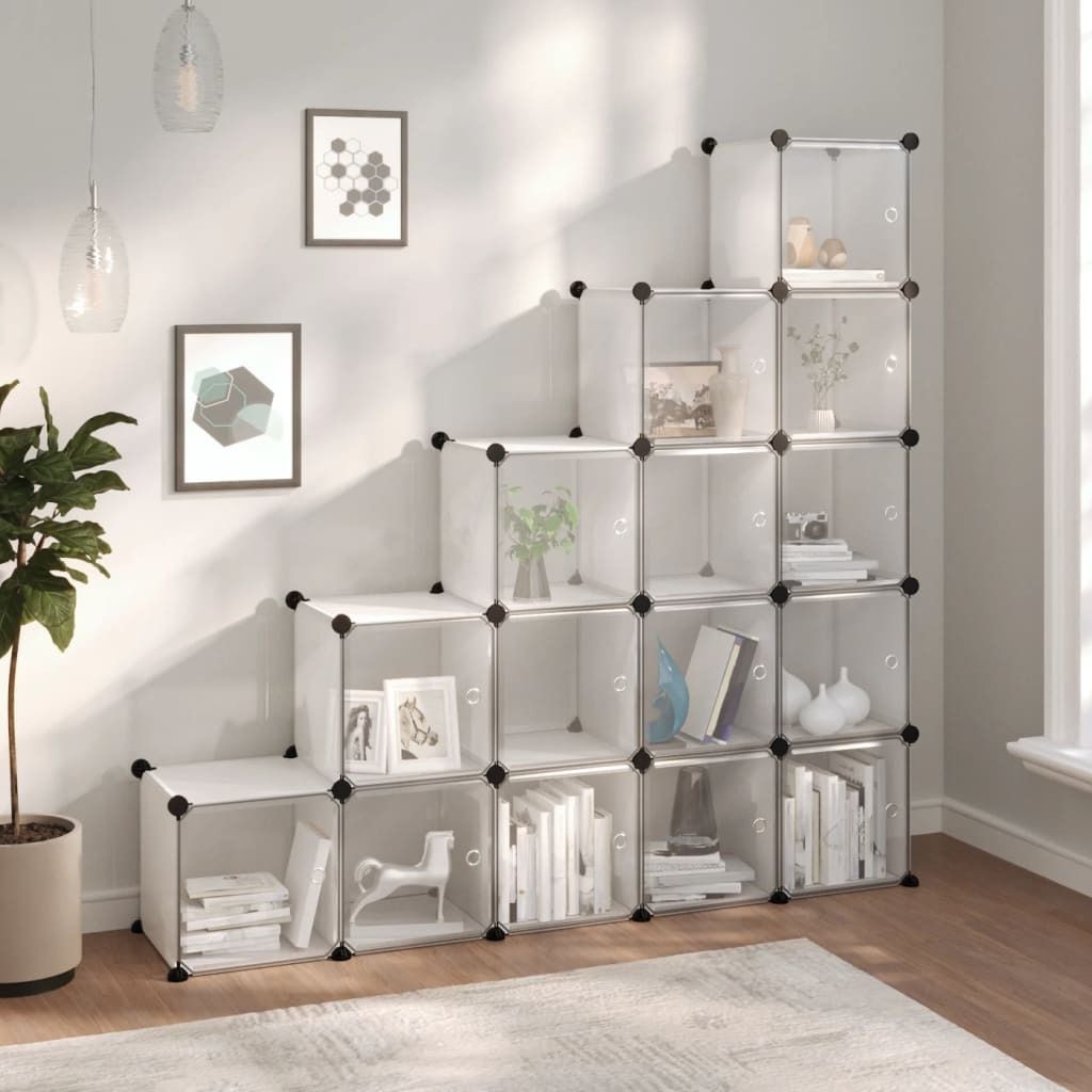 The Living Store Regalsystem mit 15 Würfeln und Türen Transparent PP