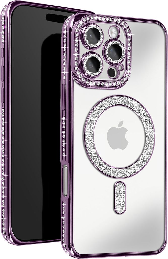 Avizar, MagSafe Diamant Hülle iPhone 16 Pro Luxusdesign, Violett
