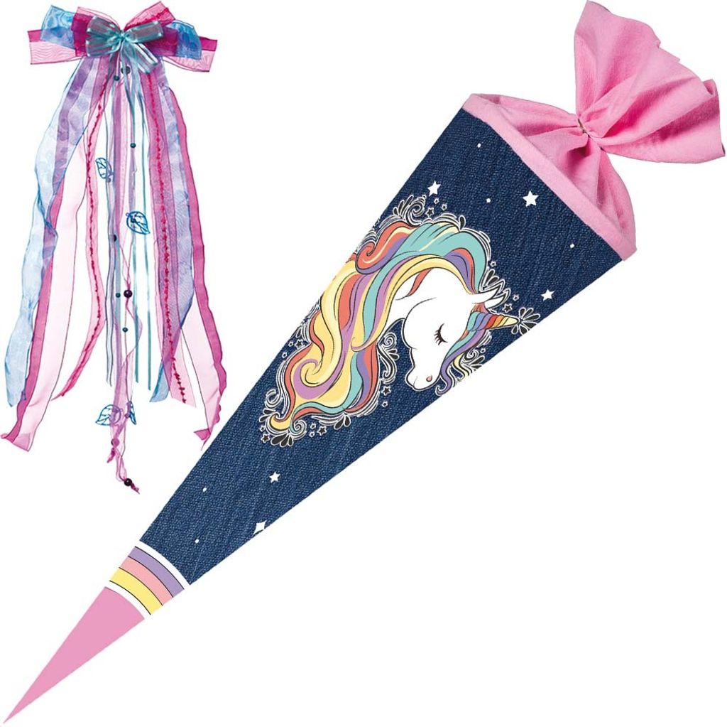 Nestler Schultüte Regenbogen Mähne 70 cm mit Schleife