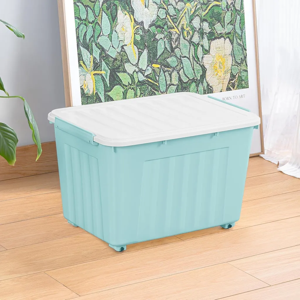 Lot de 3 boîtes de rangement 55L avec couvercle hermétique pour maison