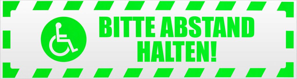 Bitte Abstand halten! Motiv 2 gestreift Magnetschild Schild magnetisch - 30cm Neongrün - Magnetfolie für Auto PKW Kfz