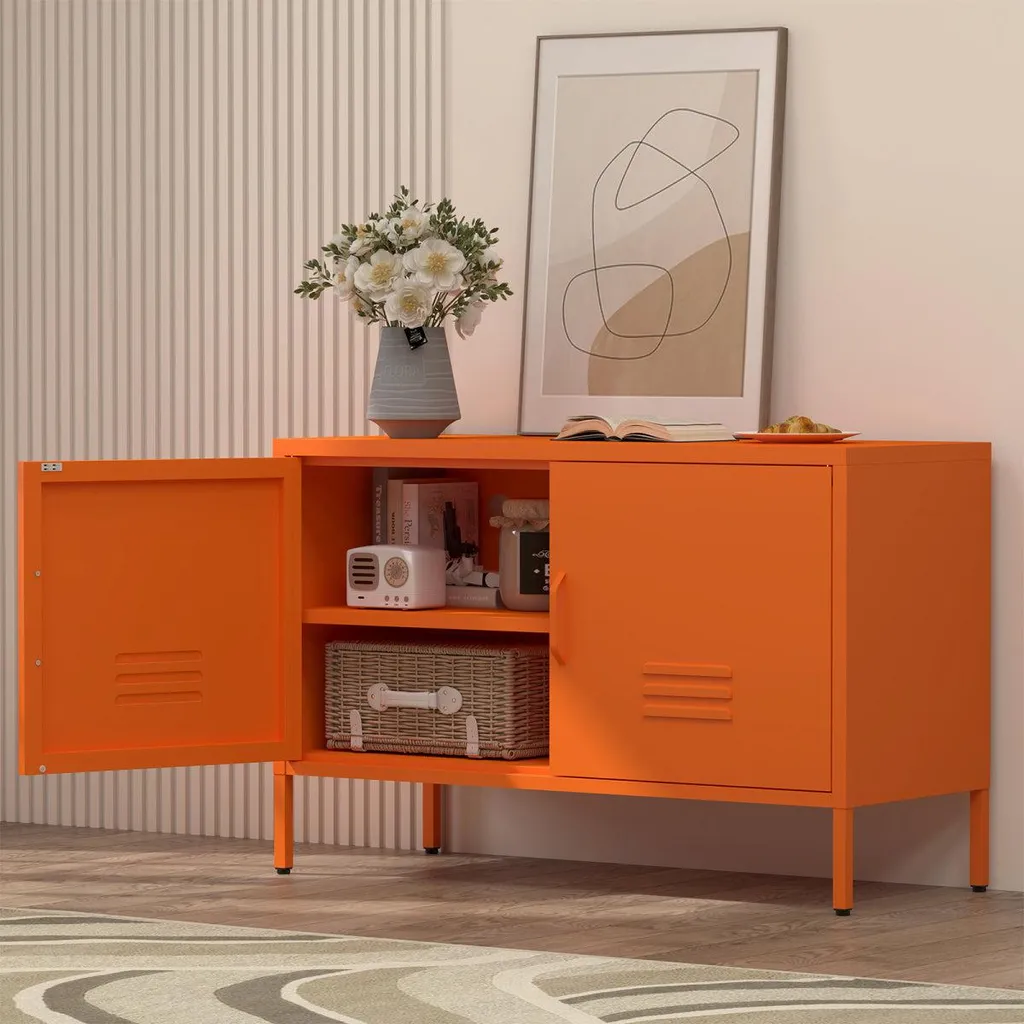 Rangement métallique orange 2 portes : finissez-en avec le désordre