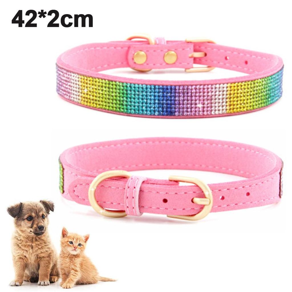 Hundehalsband für mittelgroße Hunde, niedliches Glitzer-Nylon, rosa Hundehalsband für große und kleine Hunde, Damenhalsband mit Schnellverschlu...