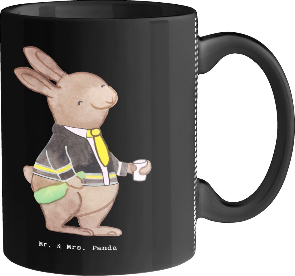 Mr. & Mrs. Panda Becher Flugbegleiter Herz - Schwarz - Geschenk, Teetasse, schöne tasse, Kaffeebecher, Flugzeug, Steward, Kaffeetasse, Urlaub