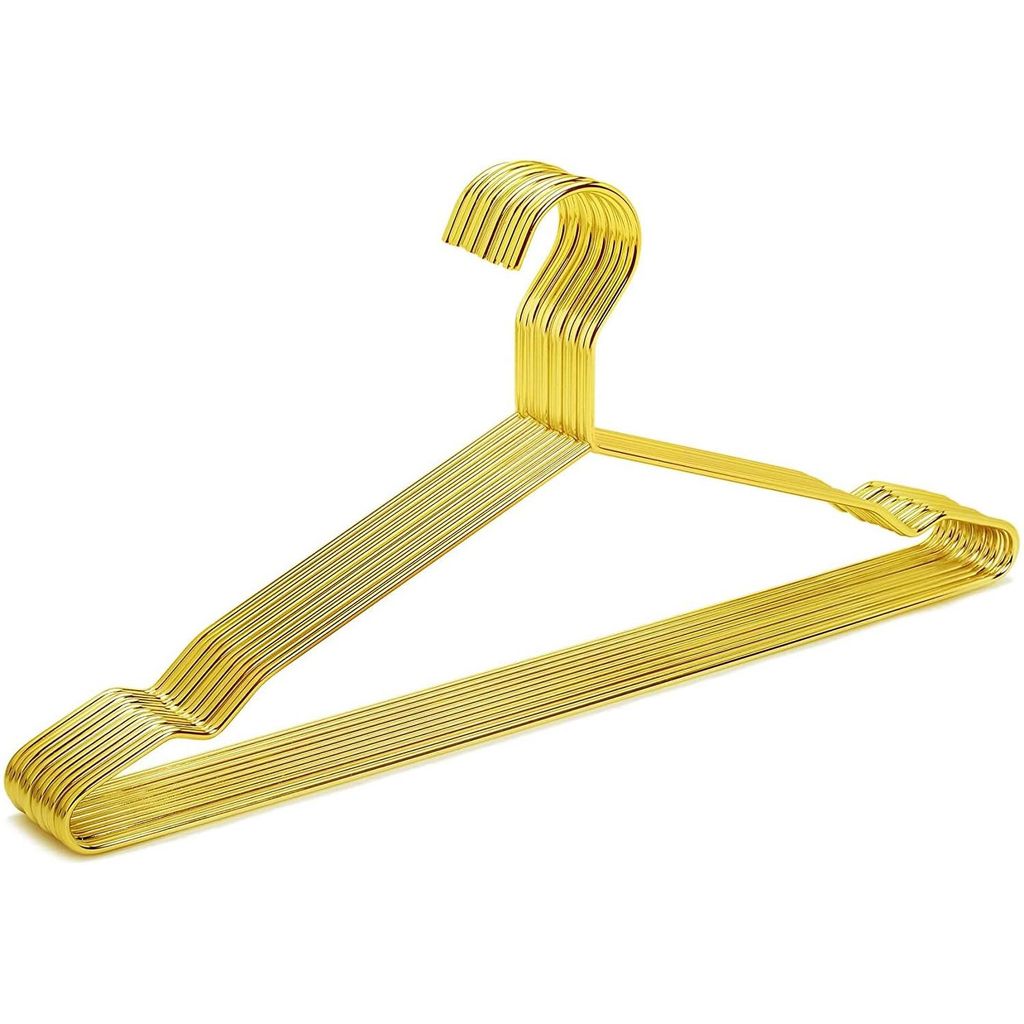 STILVORA Kleiderbügel Metall 10er-Set, robust, rutschfest, platzsparend, langlebig, ideal für Kleiderschrank, Hemden, Jacken & Hosen, Gold