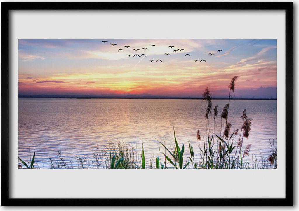 Bild 70x50 MDF-Rahmen Wandkunst Strap Himmel Meer Landschaft