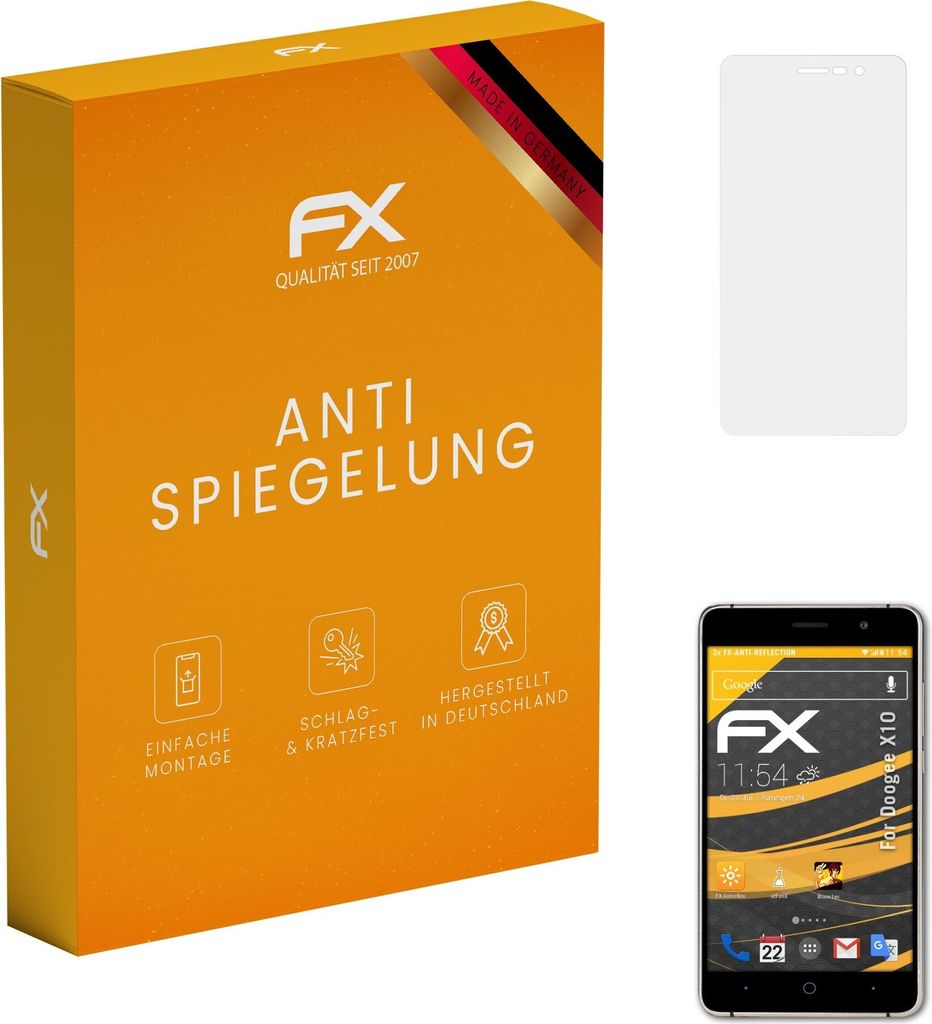 atFoliX FX-Antireflex 3x Schutzfolie kompatibel mit Doogee X10 Displayfolie