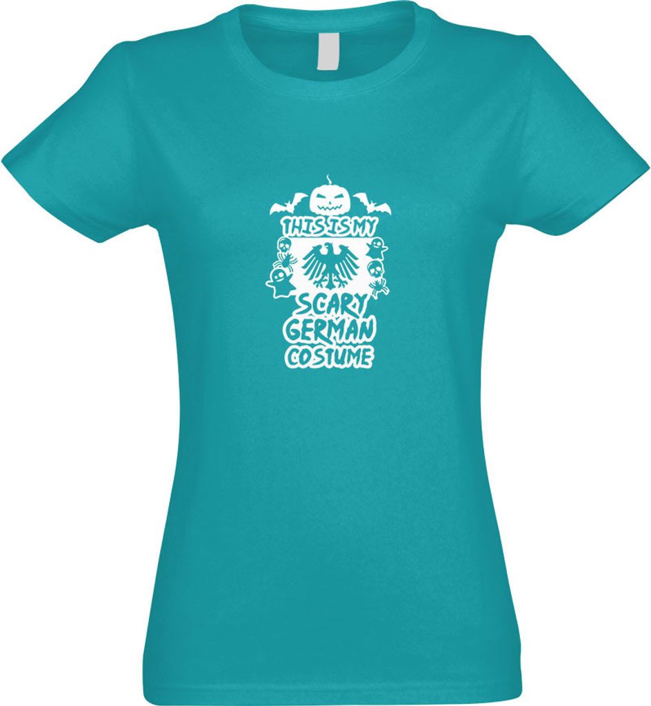 Kiwistar - T-Shirt tailliert - Damen - türkis - My Scary German Costume - mit Motiv Bedruckt - Funshirt Design - Sport - Freizeit - Damen - M
