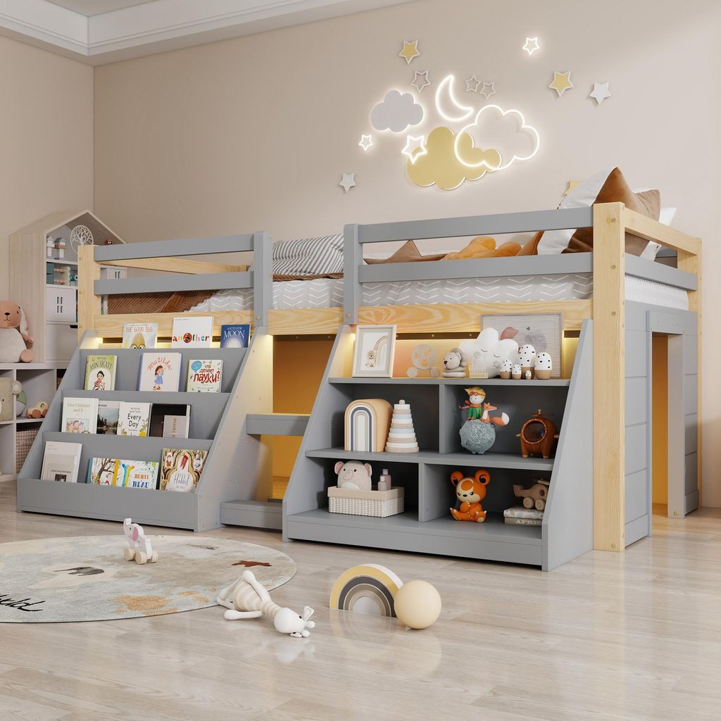 Lit mezzanine Merax Lit mi-hauteur 90 x 200 cm, avec Image du produit 
