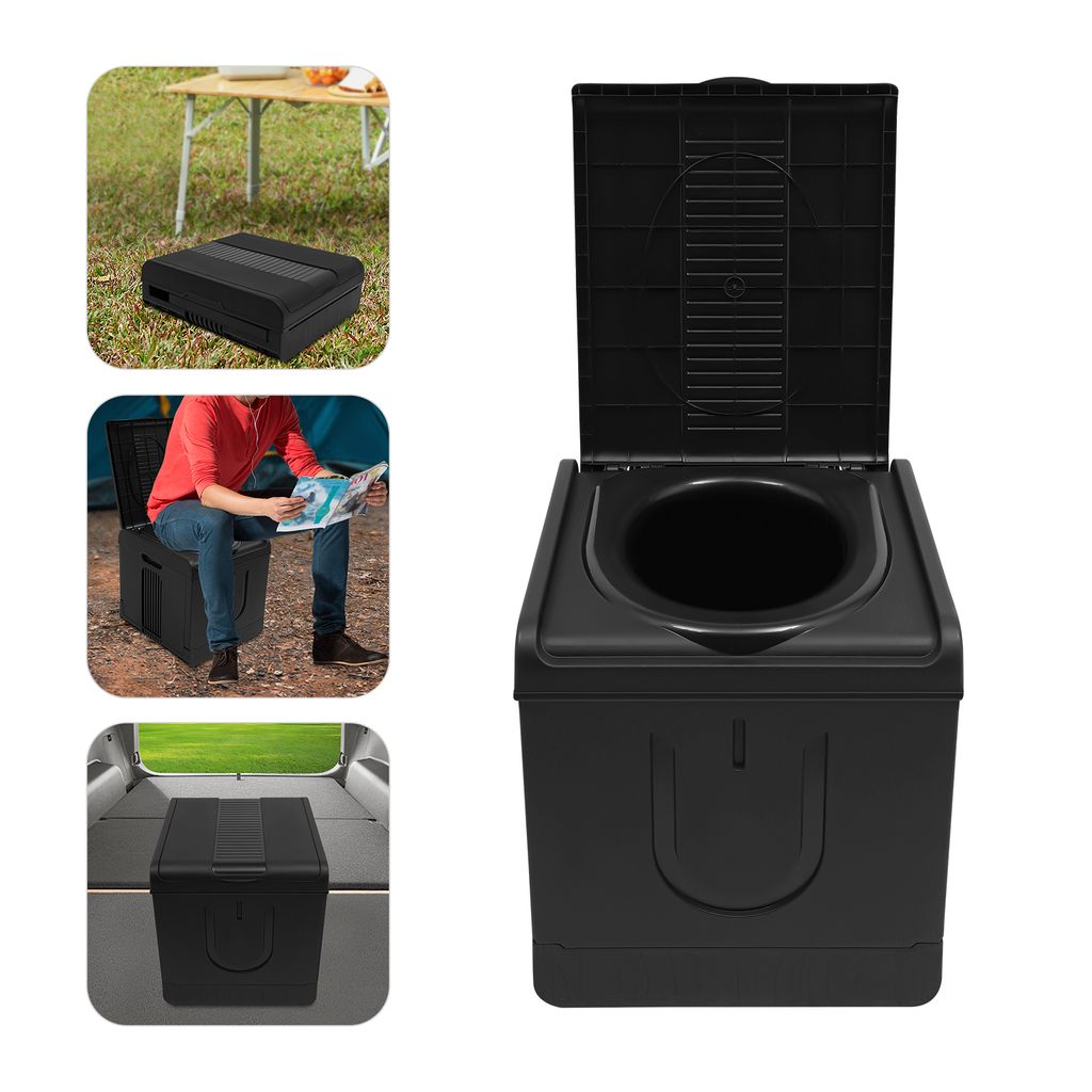 Tragbare Toilette, faltbare Toilette für Camping, Outdoor-Assistent faltbare Toilette, Schwarz