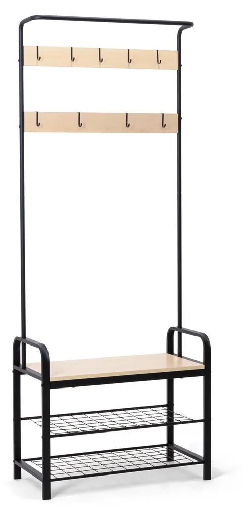 Vestiaire d'Entrée Complet avec Porte-manteau et Banc à Chaussures Sirsa