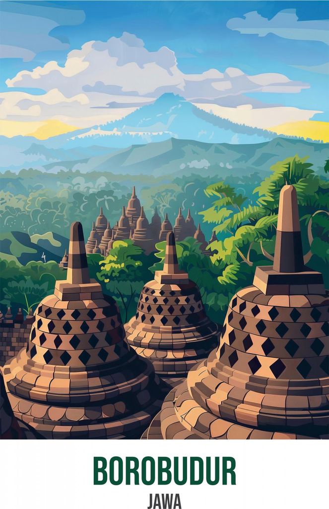 Plakat 75x100cm Borobudur