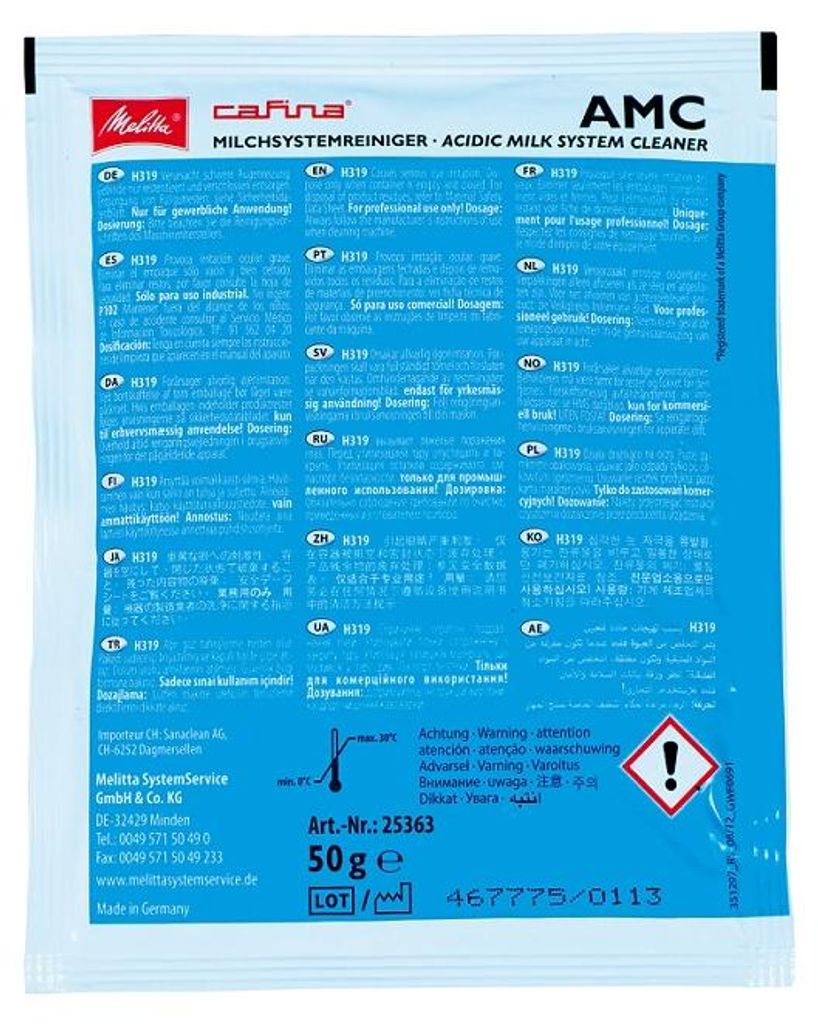 50 Päckchen Melitta Cafina AMC Milchsystemreiniger 35289 Produktbild 