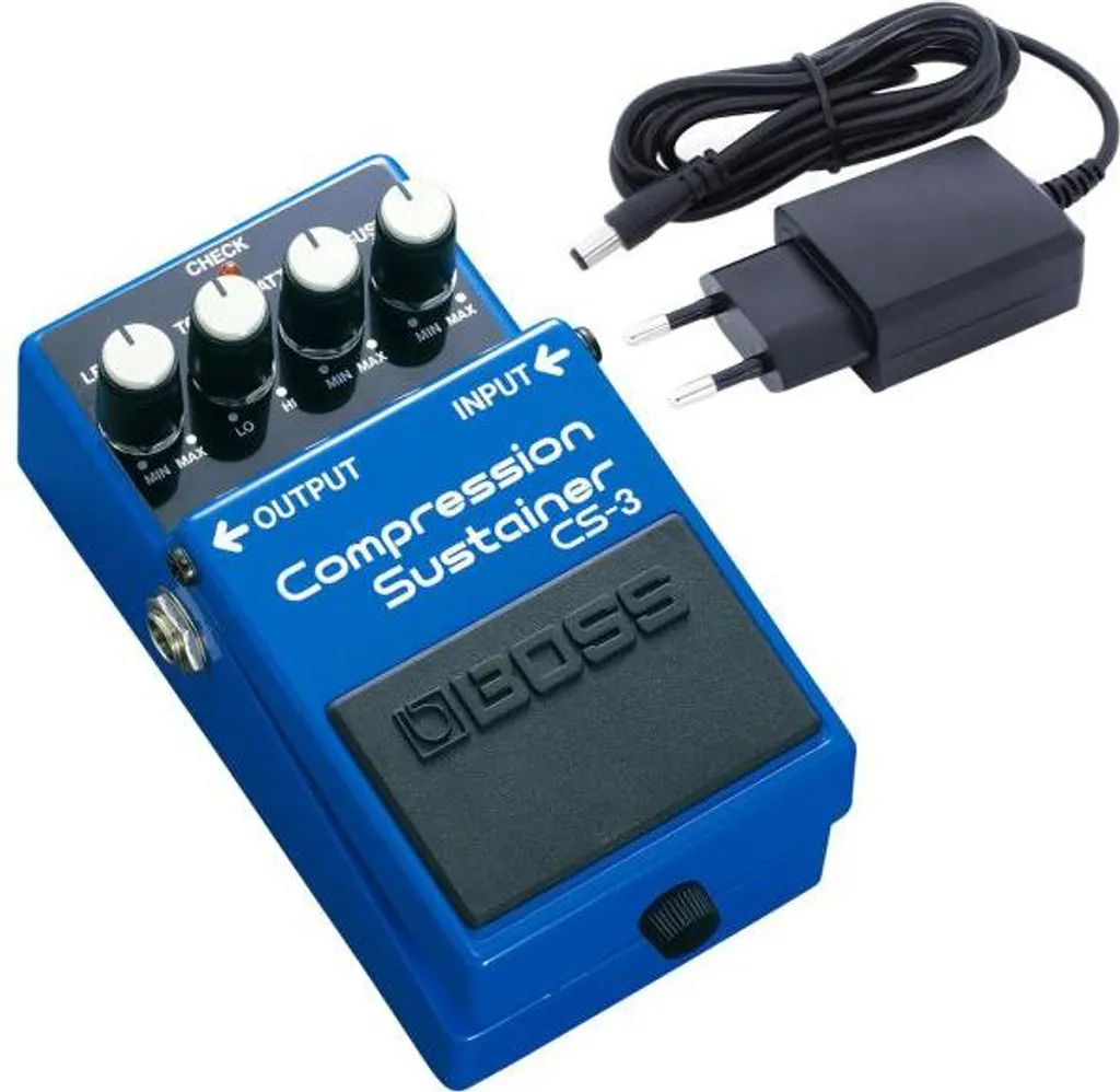Pédale de Sustain Boss CS3 pour Guitare Solo et Rythmique avec Alimentation