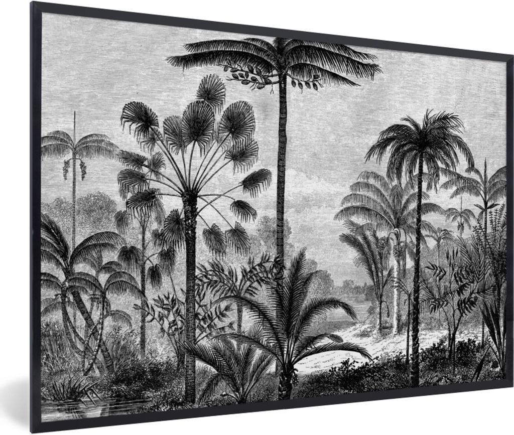 MuchoWow Gerahmtes Poster Design - Bäume - Natur - Pflanzen - Botanisch 90x60 cm - Poster mit Schwarzem Bilderrahmen Wandposter Rahmen Foto Bild...
