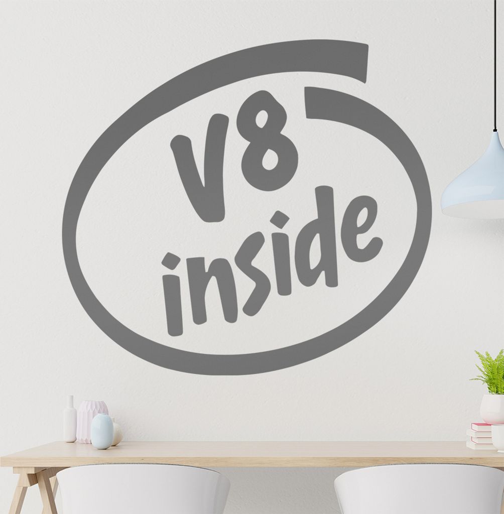 V8 inside Wandtattoo in 6 Größen - Wandaufkleber Wall Sticker - Dekoration, Küche, Wohnzimmer, Schlafzimmer, Badezimmer