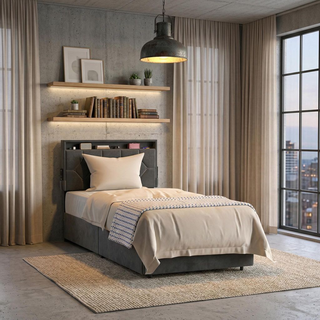 LZQ Polsterbett 90x200 cm mit 2 Schubladen, Einzelbett mit Stauraum & gepolstertem Kopfteil, Samt Bettgestell inkl. Lattenrost, ohne Matratze, Dunk...