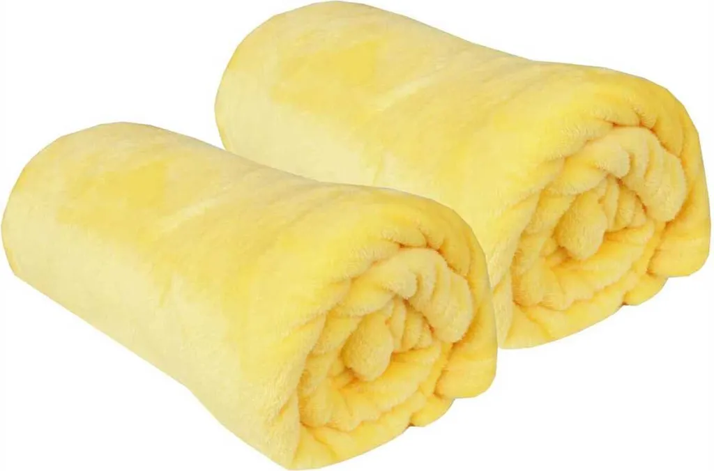 Coperta Matrimoniale Celina 220x240 Gialla - Set 2 Pezzi Alta Densità