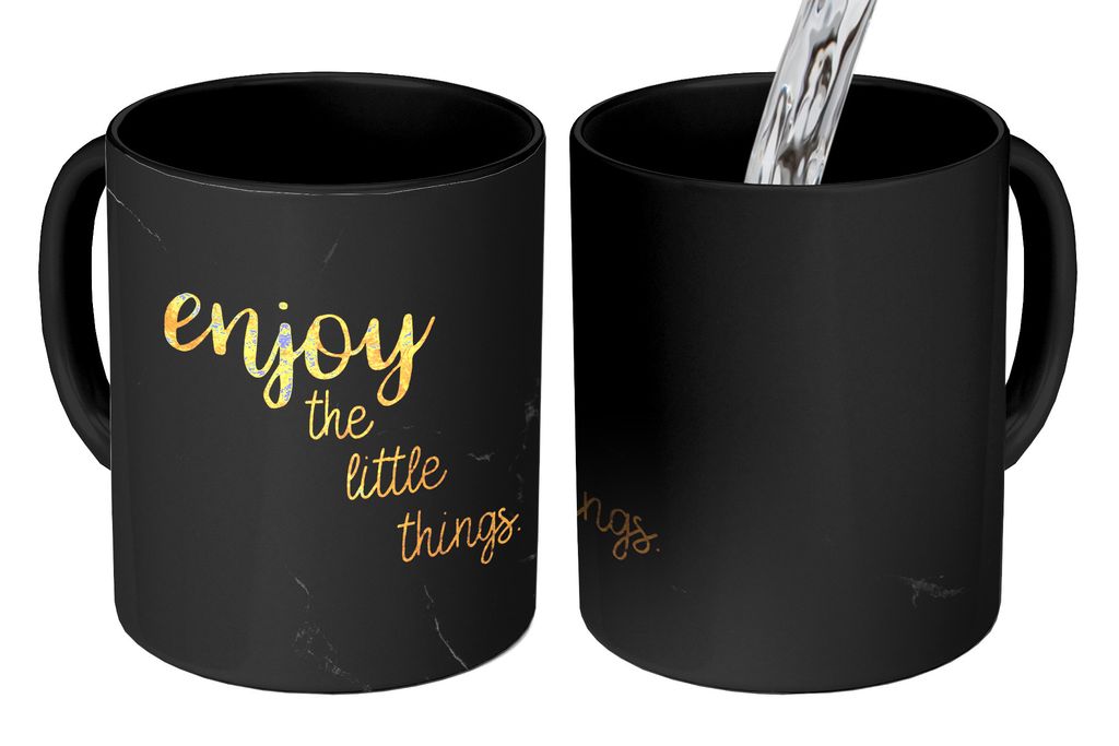 KitchenYeah Zauber Tasse Zaubertasse Magic Zitate - Sprichwörter - Gold - Marmor 350 ml Farbwechsel Becher Geschenk Geschenkidee - Magic-Tasse -...
