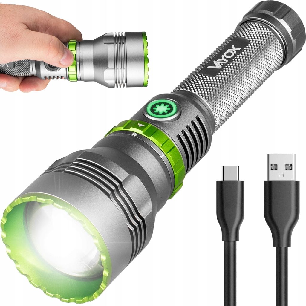 Vayox Taschenlampe VA0363 Pro Series | 1000lm | IPX7 10W LED SMD | 5 Modi | Silber