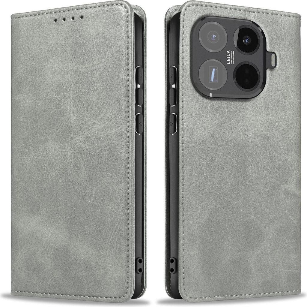 Handyhülle für Xiaomi 15T Pro Kunstleder Flip Cover Hülle Handytasche Case Kartenfach Farbe: Grau