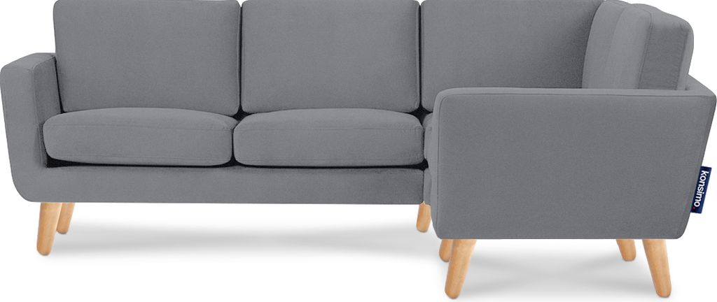 KONSIMO Ecksofa rechts mit Armlehnen "TAGIO", Grau, Velourstoff, Scandinavian, 220x80x181cm