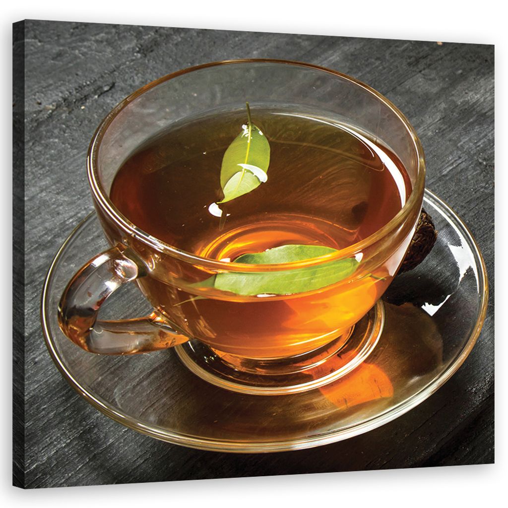 Leinwandbild Teetasse 60x60 Feeby Braun bild für die wand bereit zum aufhängen