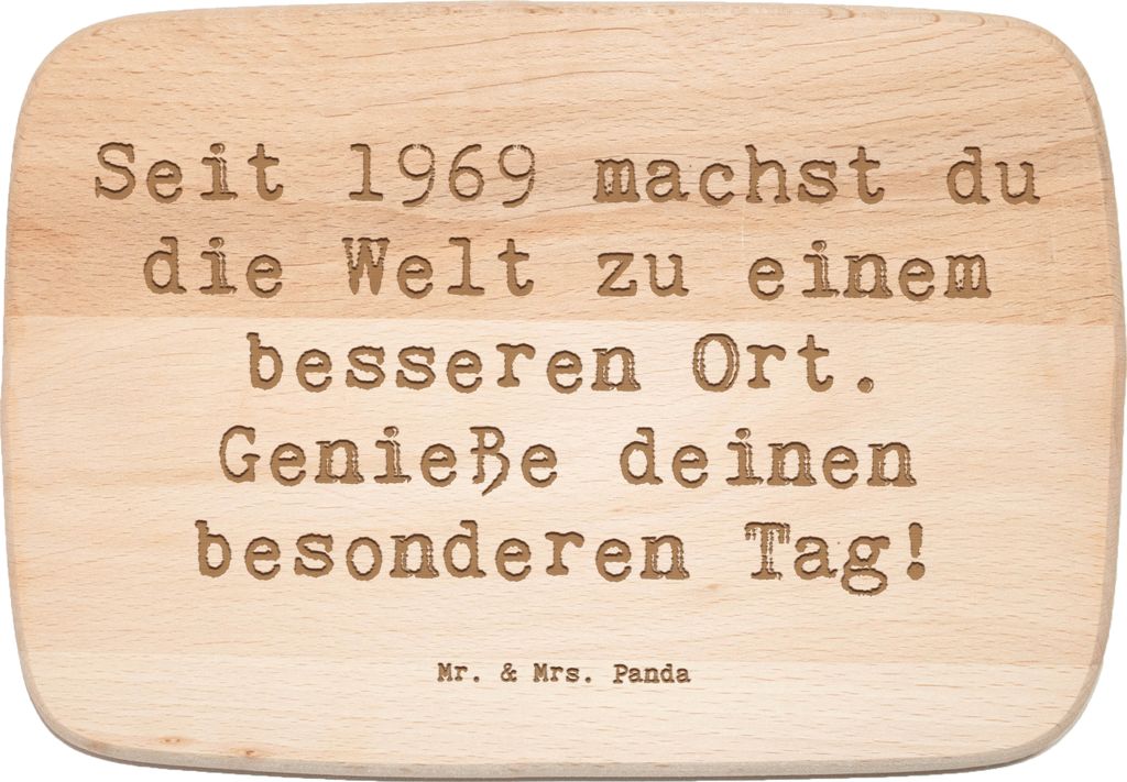 Mr. & Mrs. Panda Holz Küchenbrett Spruch 1969 Geburtstag - Transparent - Geschenk, Frühstücksbrett, Happy Birthday, Schneidebrett, Geburtstagsge...