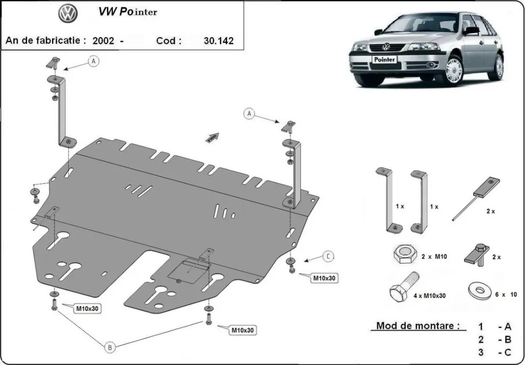 Protégez votre carter moteur Volkswagen Pointer - Plaque acier robuste - 3