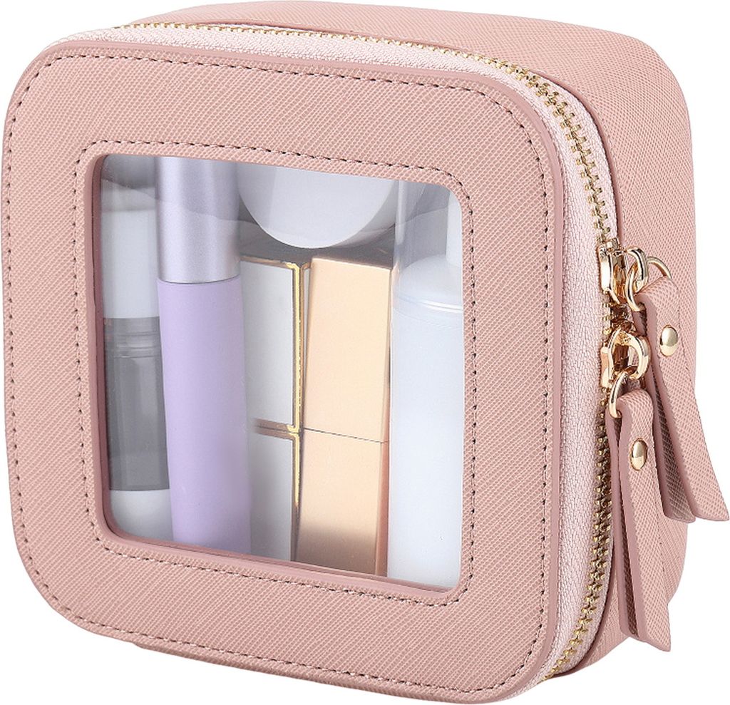 Reise-Make-up-Tasche, klein, wasserdicht, Kulturbeutel, Kosmetiktasche, tragbarer Make-up-Koffer-Organizer mit transparentem Fenster für Damen