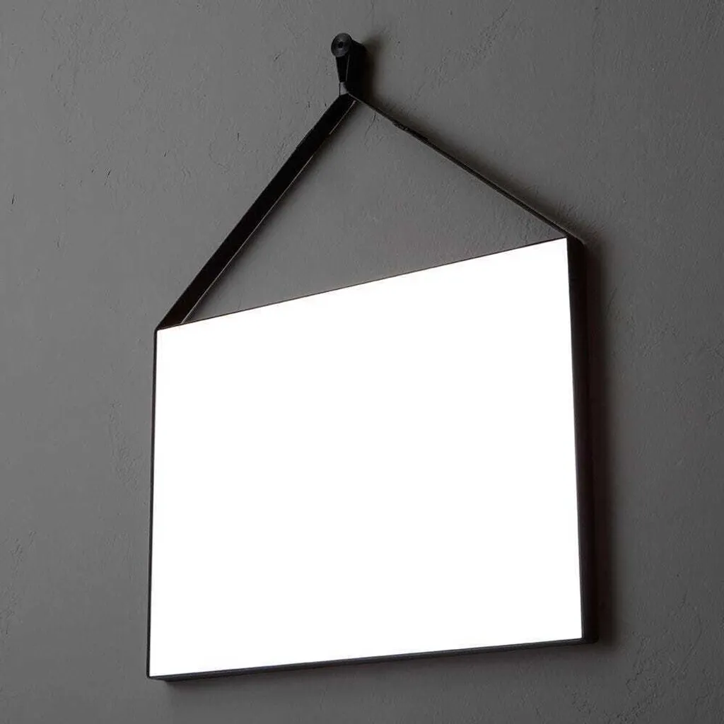 Specchio Bagno 70x50 Rettangolare con Cornice Pelle Nera | Arredo Top