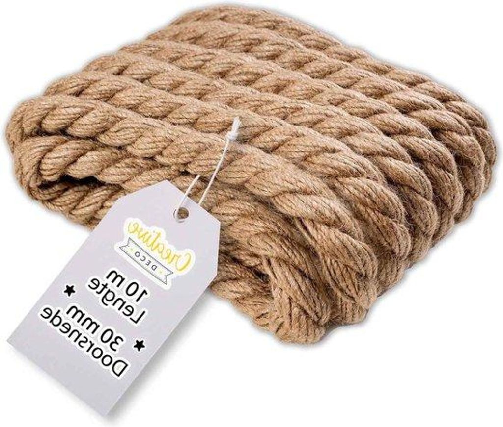10m lange Naturfadenrolle - 30mm dicke Textiljute - Starker, abgewickelter Juteschnur - Natürliche Braunfarbe - Universaljuteschnur für Gartenarb...