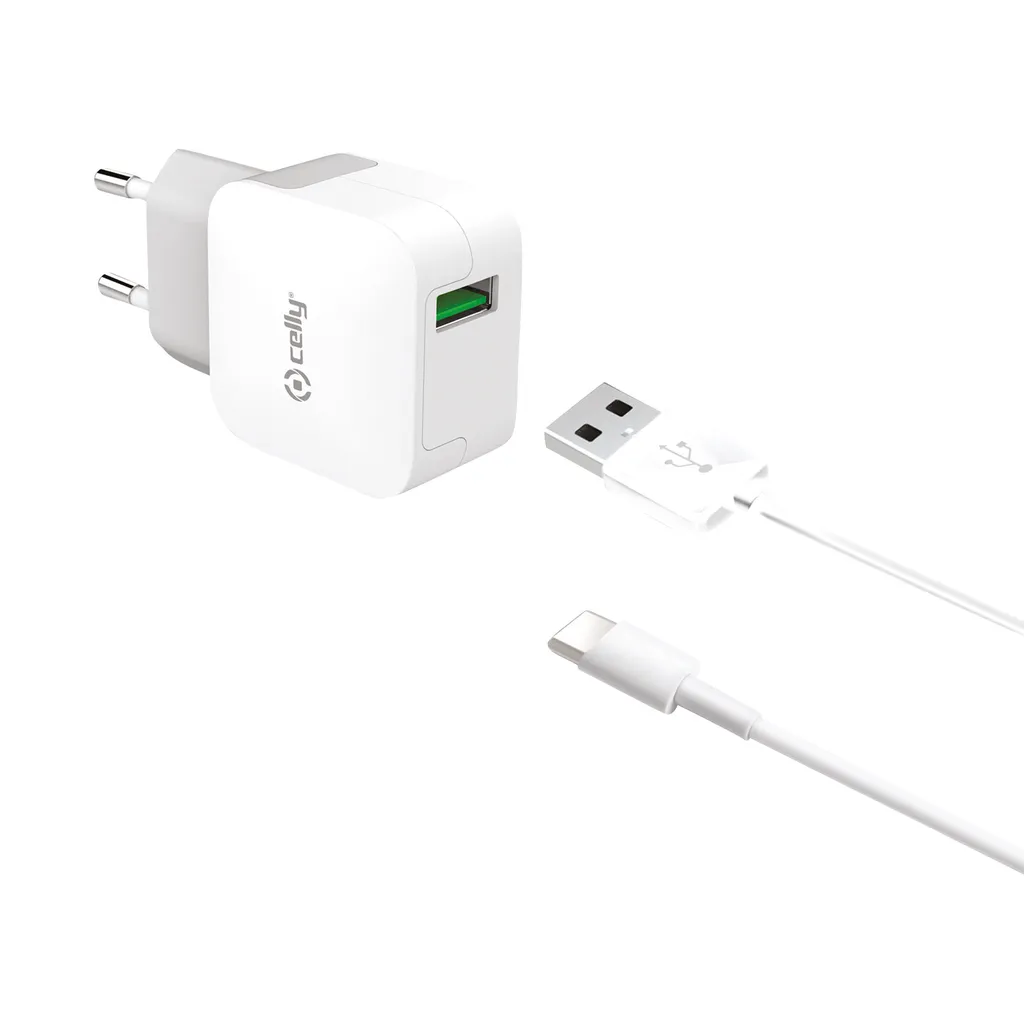 Celly TCUSBTYPEC Caricabatterie Travel Charger Universale Bianco