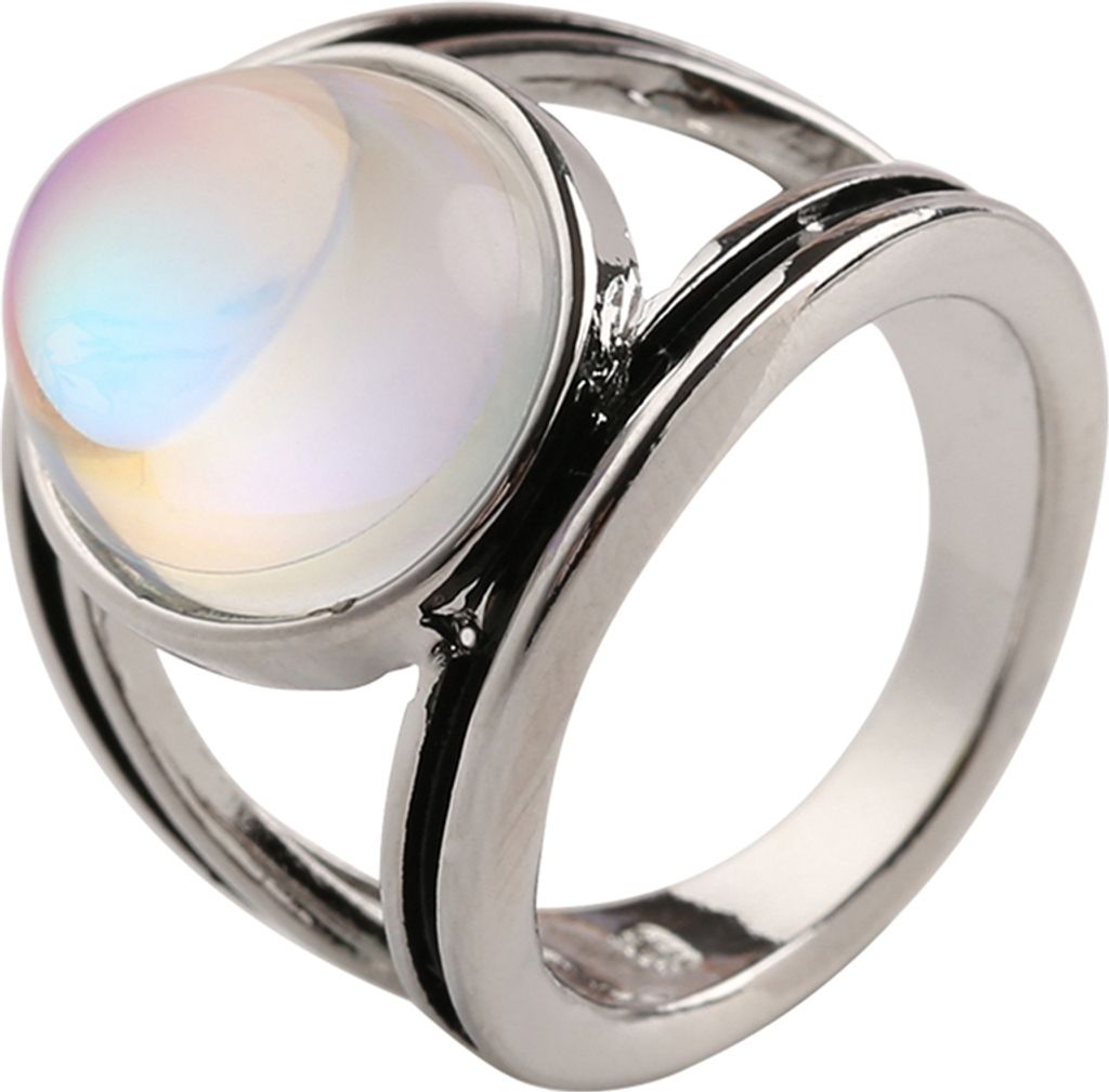 Mode Frauen große ovale mehrfarbige Faux Mondstein Fingerring Schmuck Dekor Geschenk