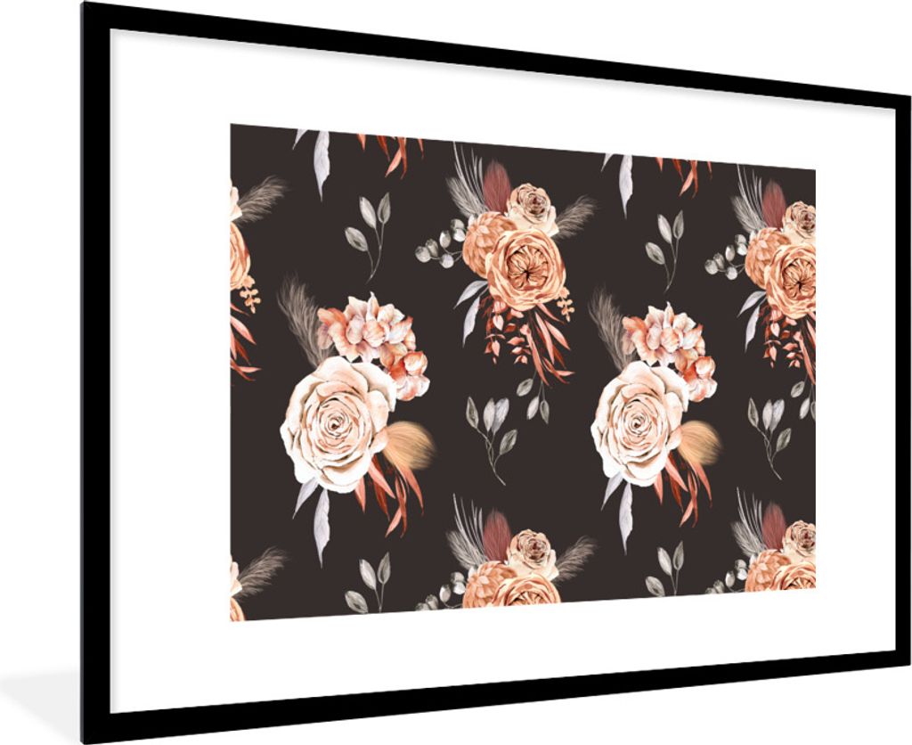 MuchoWow® Gerahmtes Poster Blumen - Blätter - Natur 90x60 Produktbild 