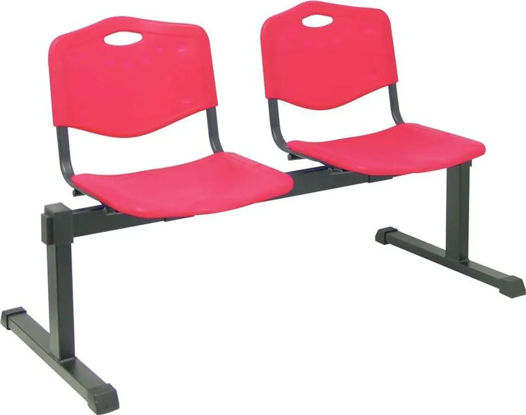 Banc Iso Plastic 2 places en PVC rouge - Mobilier d'attente robuste