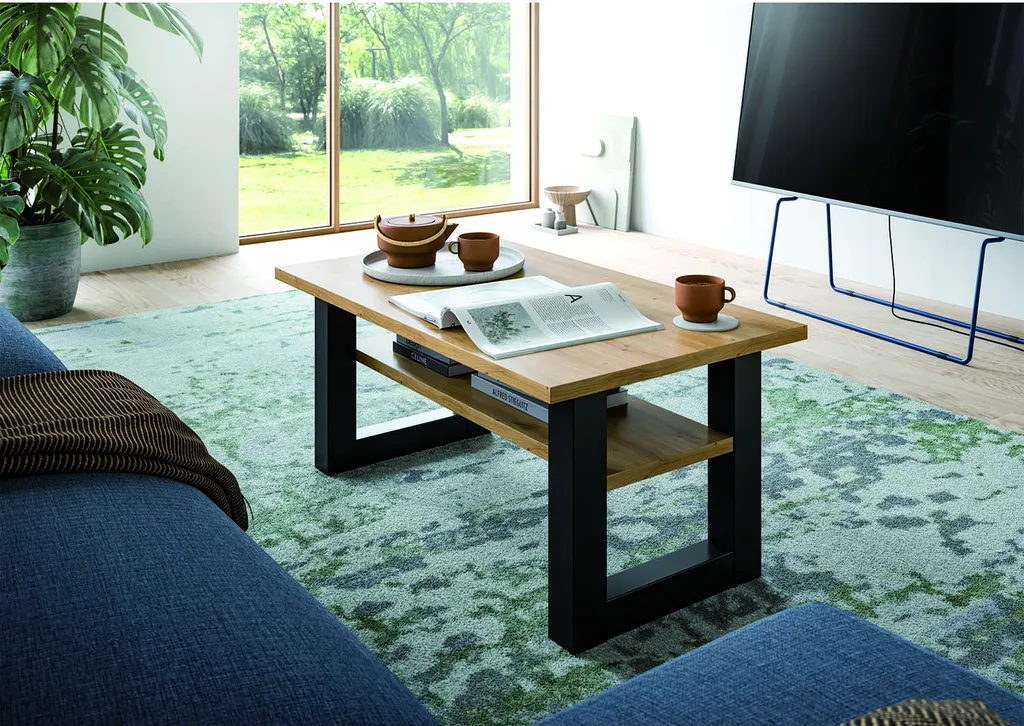 Table basse chêne Seattle 90 cm : la solution gain de place avec étagère